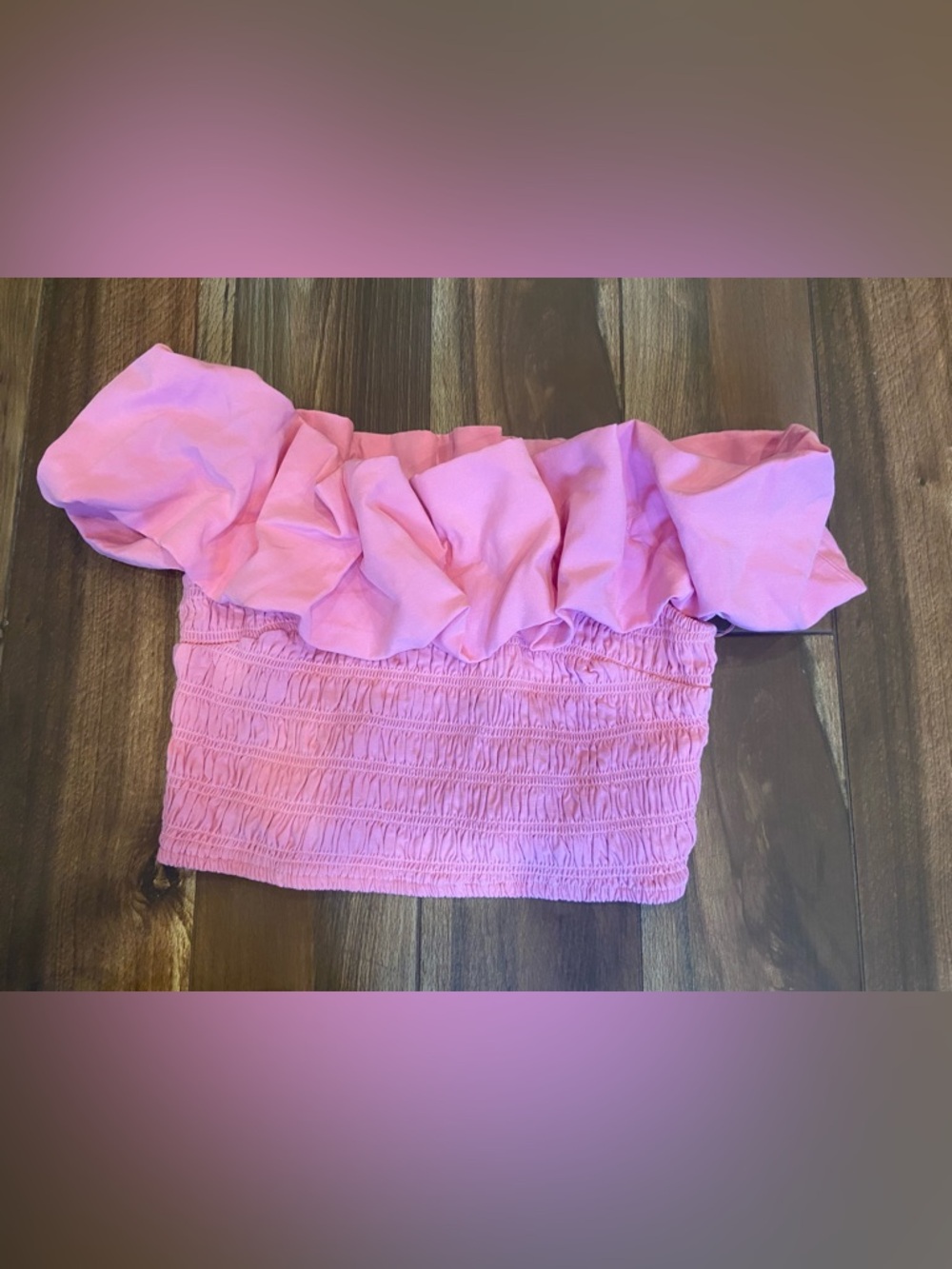 Pink Ruffled Smocked Tube Top - Picture 3 of 7